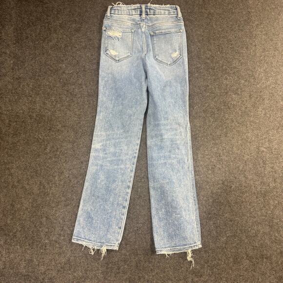 Flying Monkey Jeans Women Blue Distressed High Rise‎ Straight Raw Hem 24 STAIN* - Picture 6 of 11